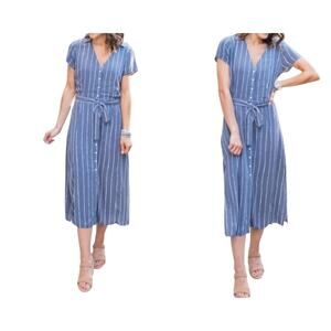 Abercrombie & Fitch Blue Striped Midi Dress